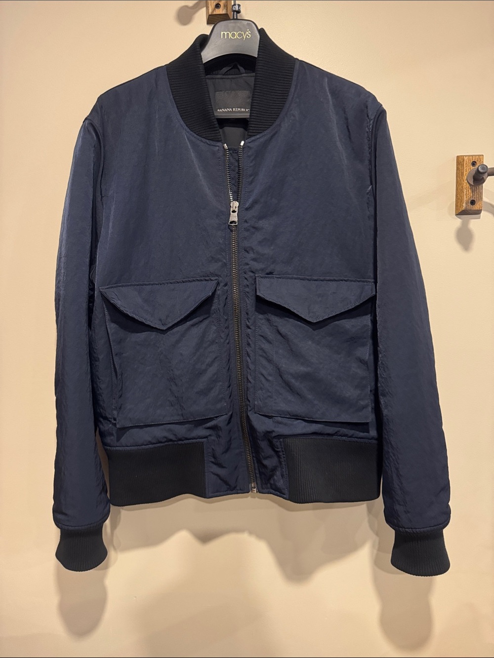 Banana Republic Men's Navy Blue Bomber Jacket